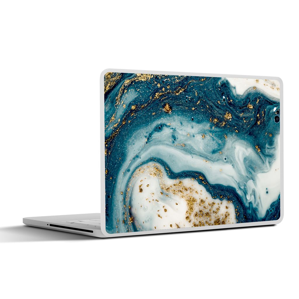 MuchoWow Laptop Aufkleber Sticker Cover Marmor - Farbe - Glitter - Gold 32.5x23.5 cm - Sticker für Laptop - Selbstklebend