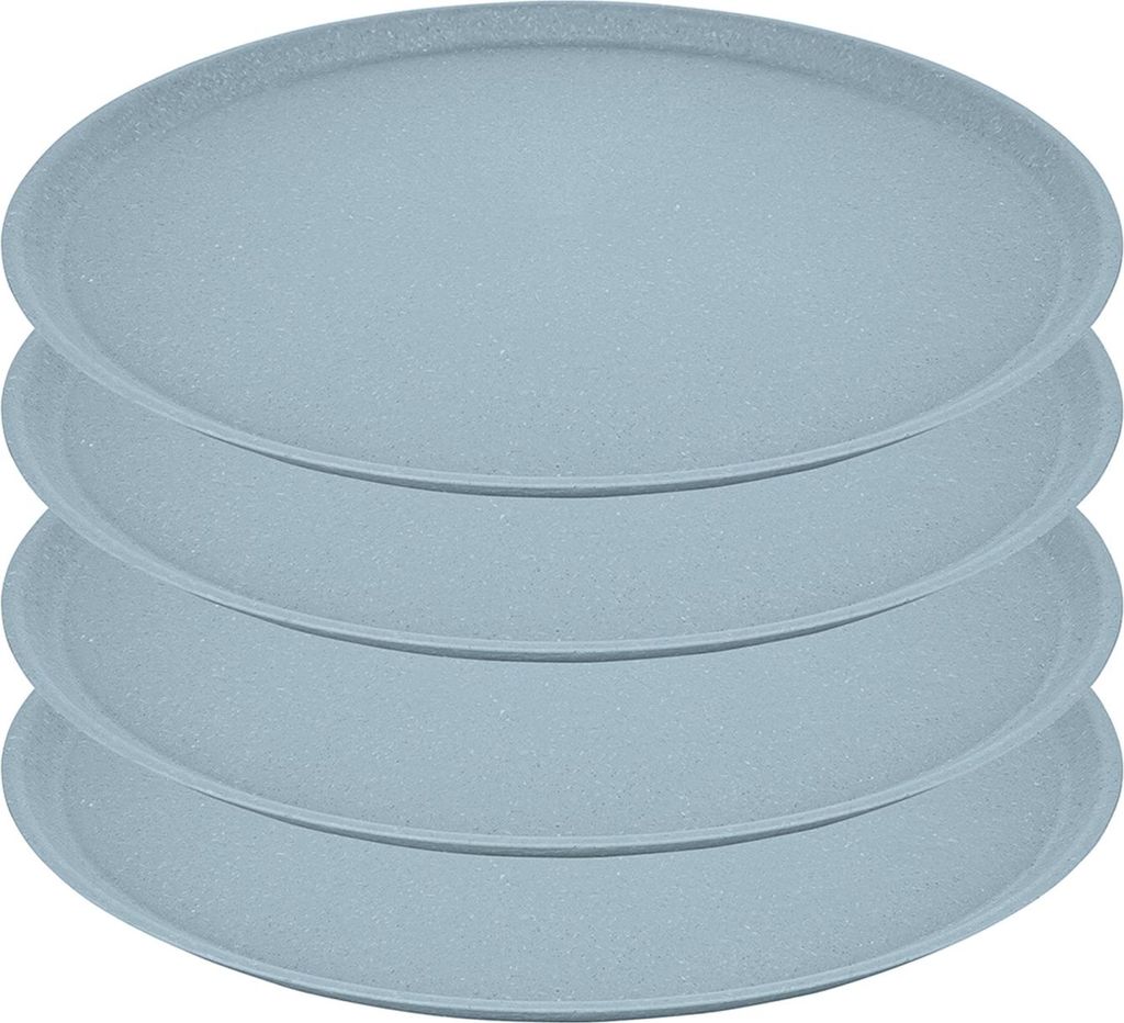 Koziol Großer Teller Connect Plate 4er Set, Biozirkulärer Kunststoff, Nature Flower Blue, 25.5 cm, 7101716