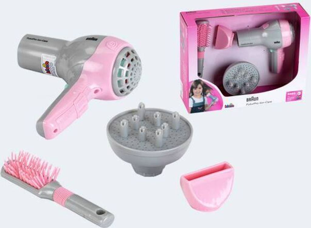 Klein Braun Spielzeug Föhn mit Bürste und Diffusor - rosa Produktbild 