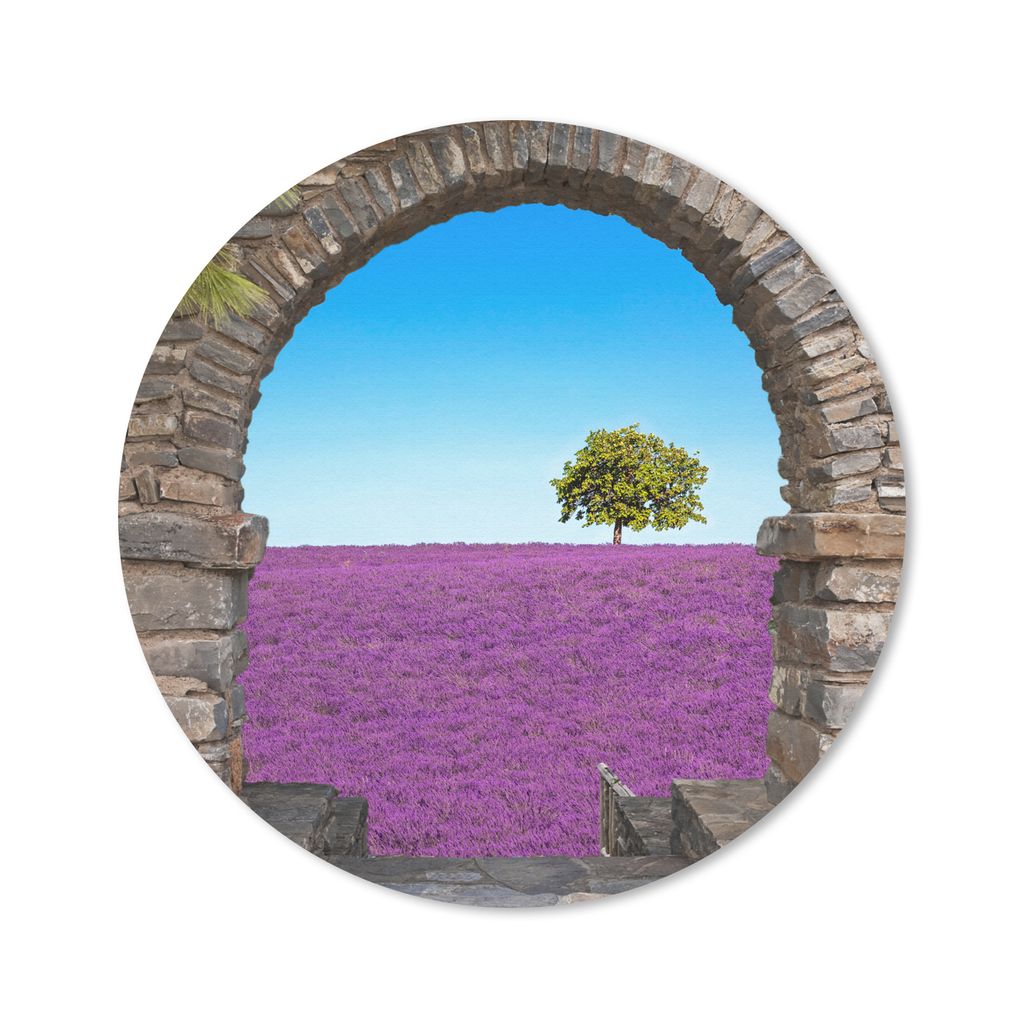 MuchoWow Mauspad Mousepad Blumen - Lavendel - Baum - Ansicht 50x50 cm - Mousepads - Maus Mat - Pad - Mausunterlage - Vinyl