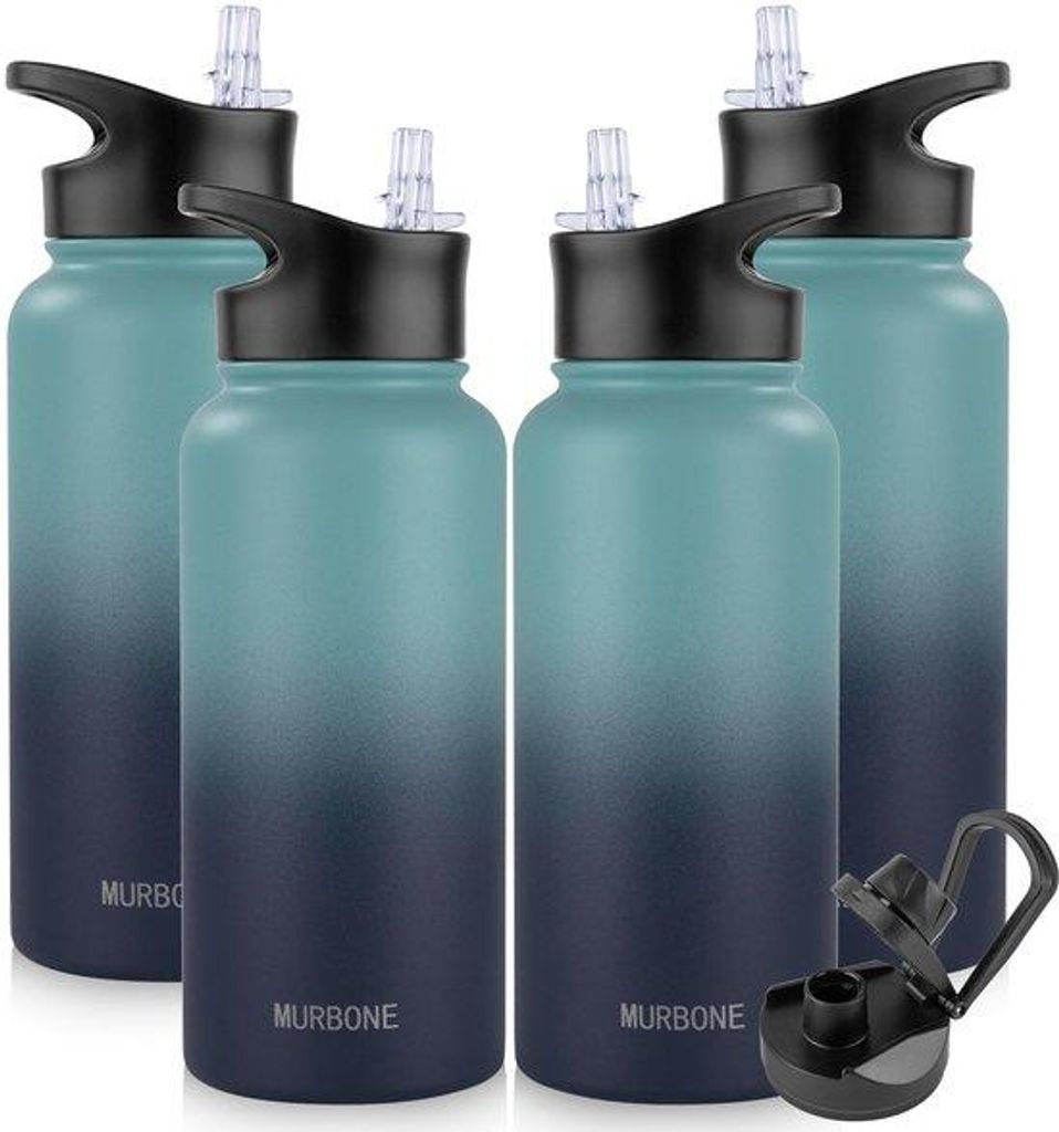 Isolerende Trinkflasche aus Edelstahl 1L mit Grasstange, BPA-frei, leckfreier Thermosflasche, geeignet für gespritzte Getränke, vakuum doppelwand...