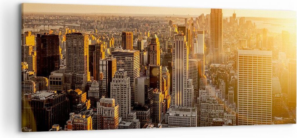 Bild auf Leinwand - Leinwandbild - New York Wolkenkratzer Manhattan - 120x50cm - Wand Bild - Wanddeko - Leinwanddruck - Bilder - Kunstdruck - Leinw...