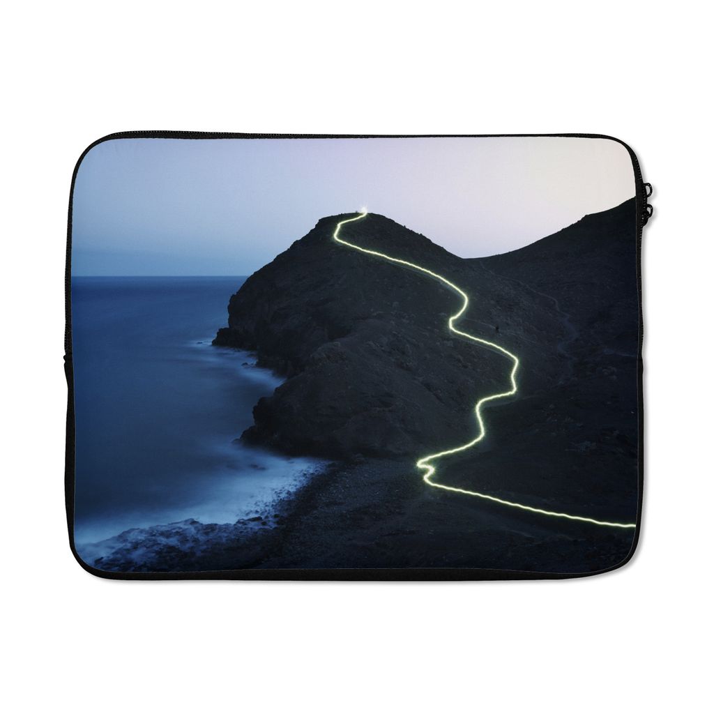 MuchoWow Laptop Hülle 17 Zoll Laptoptasche Lichtstrahl auf der Straße - Zipper - Schutzabdeckung