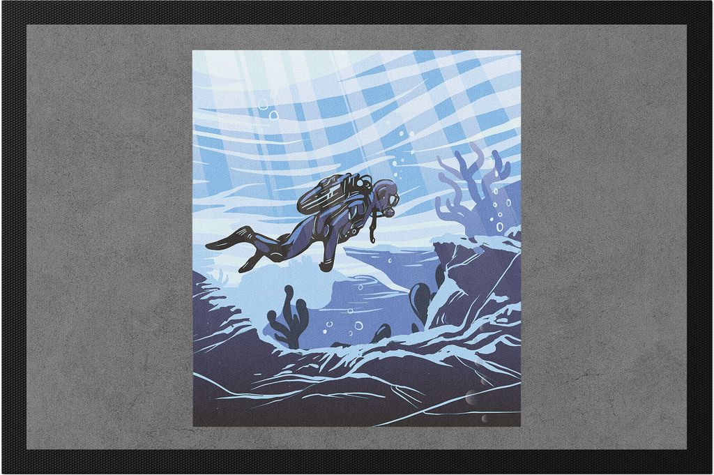 Taucher Fußmatte Fische Meer Gewässer Wasser See Meer Ozean Schwimmen Sauerstoffflasche Neoprenanzug Taucherbrille