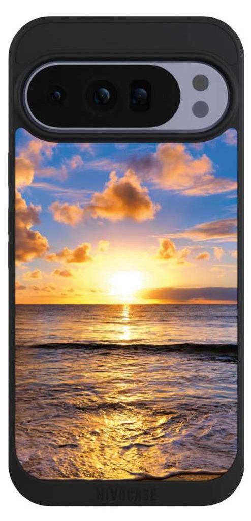 NIVOCASE Handyhülle für Google Pixel 10 Pro XL Hülle NIVOpure Case Schwarz Meer Sonnenuntergang Strand