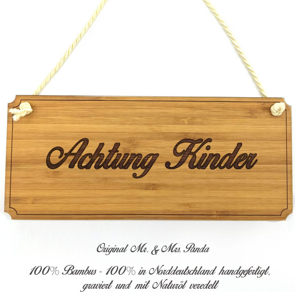 Mr. & Mrs. Panda Schild Achtung Kinder - Geschenk, Geschenkidee, Graviert, Wegweiser, Holzschild, Hinweisschild, Türschild, wandtafel, Landhaus, S...