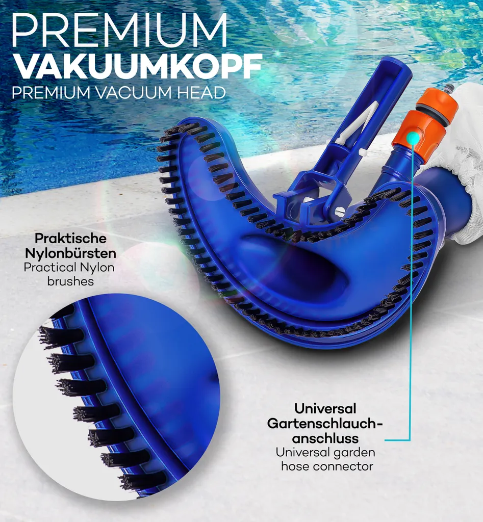 set aspirapolvere tillvex | aspirapolvere per piscina con spazzola di aspirazione asta telescopica sacco di raccolta tubo da giardino collegamento aspirapolvere | venturi aspirapolvere spazzola di pulizia