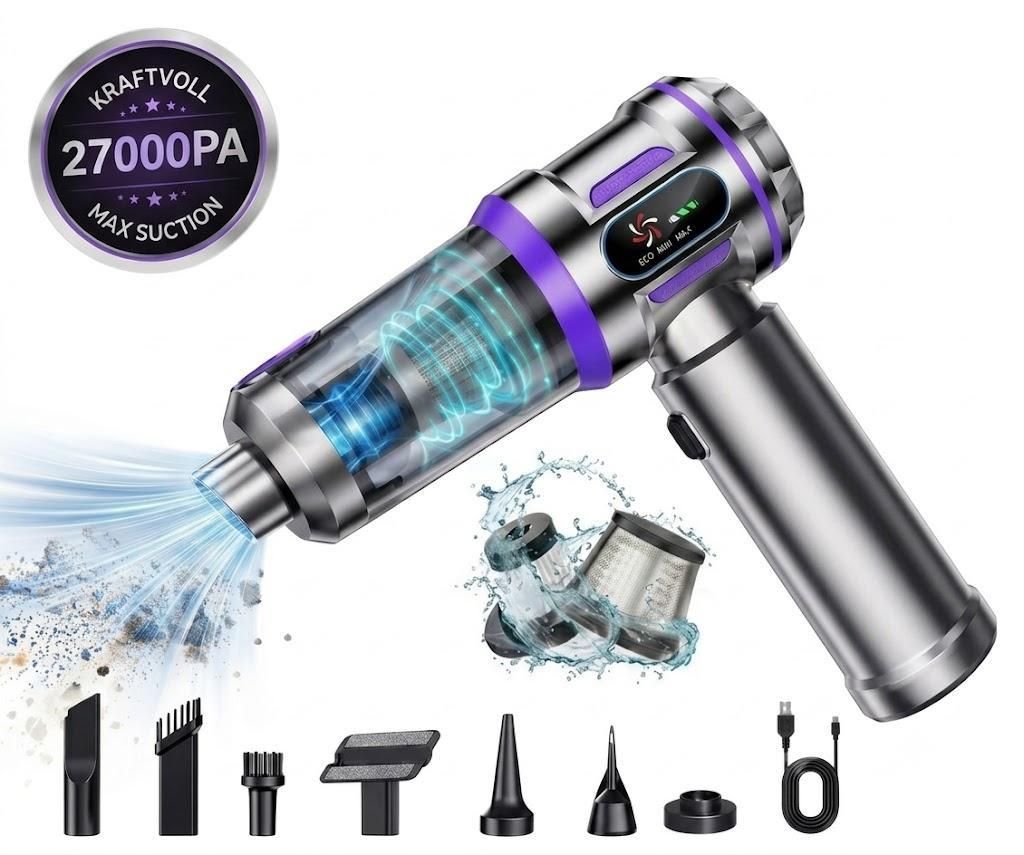 27000Pa/120W Handstaubsauger Akku Kabellos, Upgrade Produktbild 