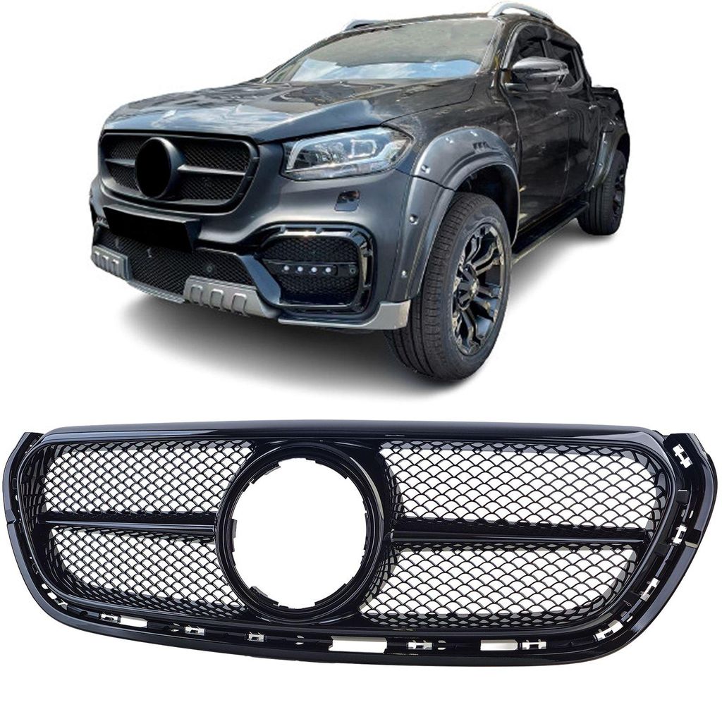 Performance Kühlergrill Schwarz Glanz für Mercedes X-Klasse W470 2017-2020 – Produktansicht