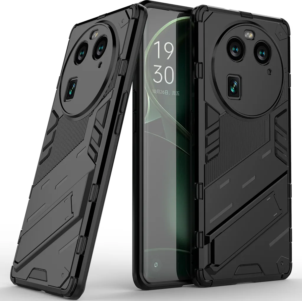 Custodia per Oppo Find X6 Custodia protettiva ibrida in PC TPU antiurto con funzione stand Nero