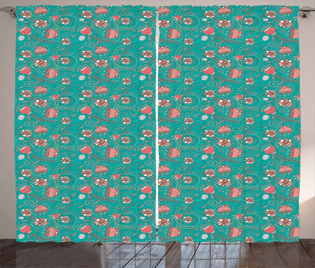 Tenda Rustica Rosa Teal ABAKUHAUS 280x245 cm per Camera da Letto