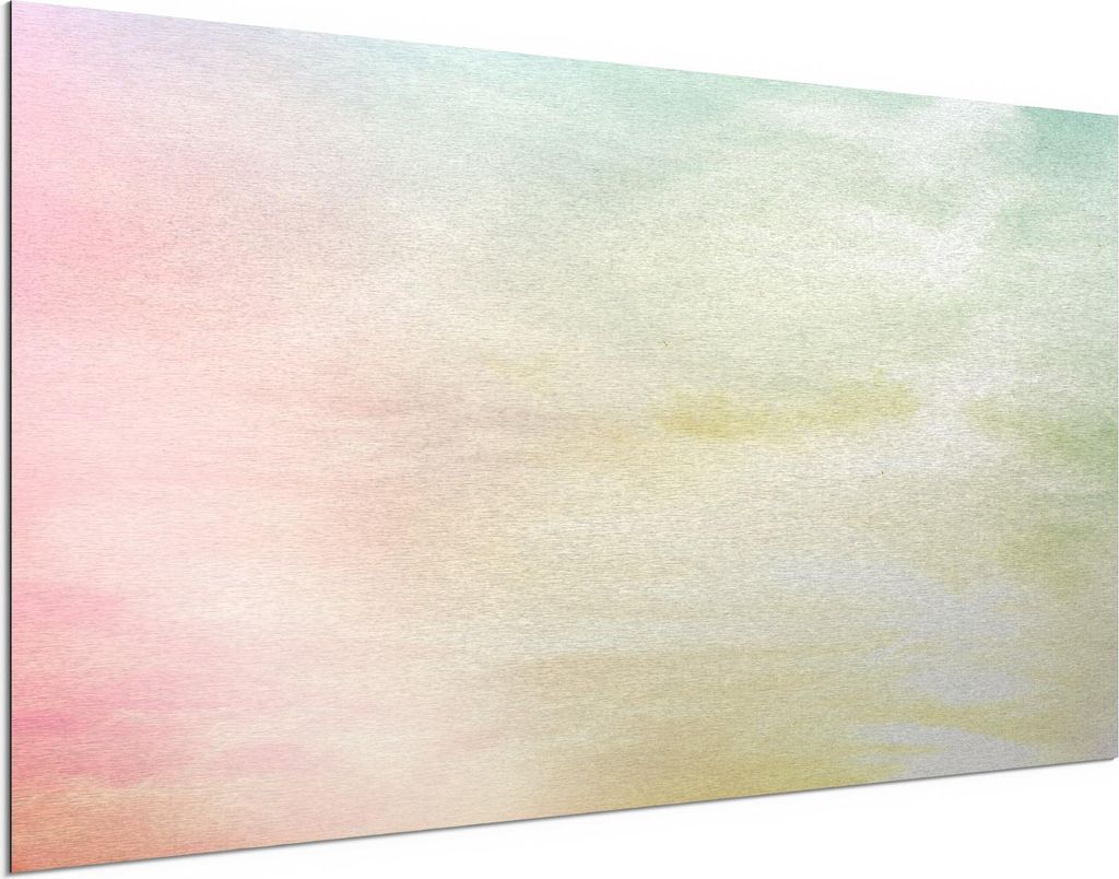 DEQORI Alu-Dibond Bild Silber 100x50 cm 'Pastelliger Himmel' Wandbild Metall dünn Design