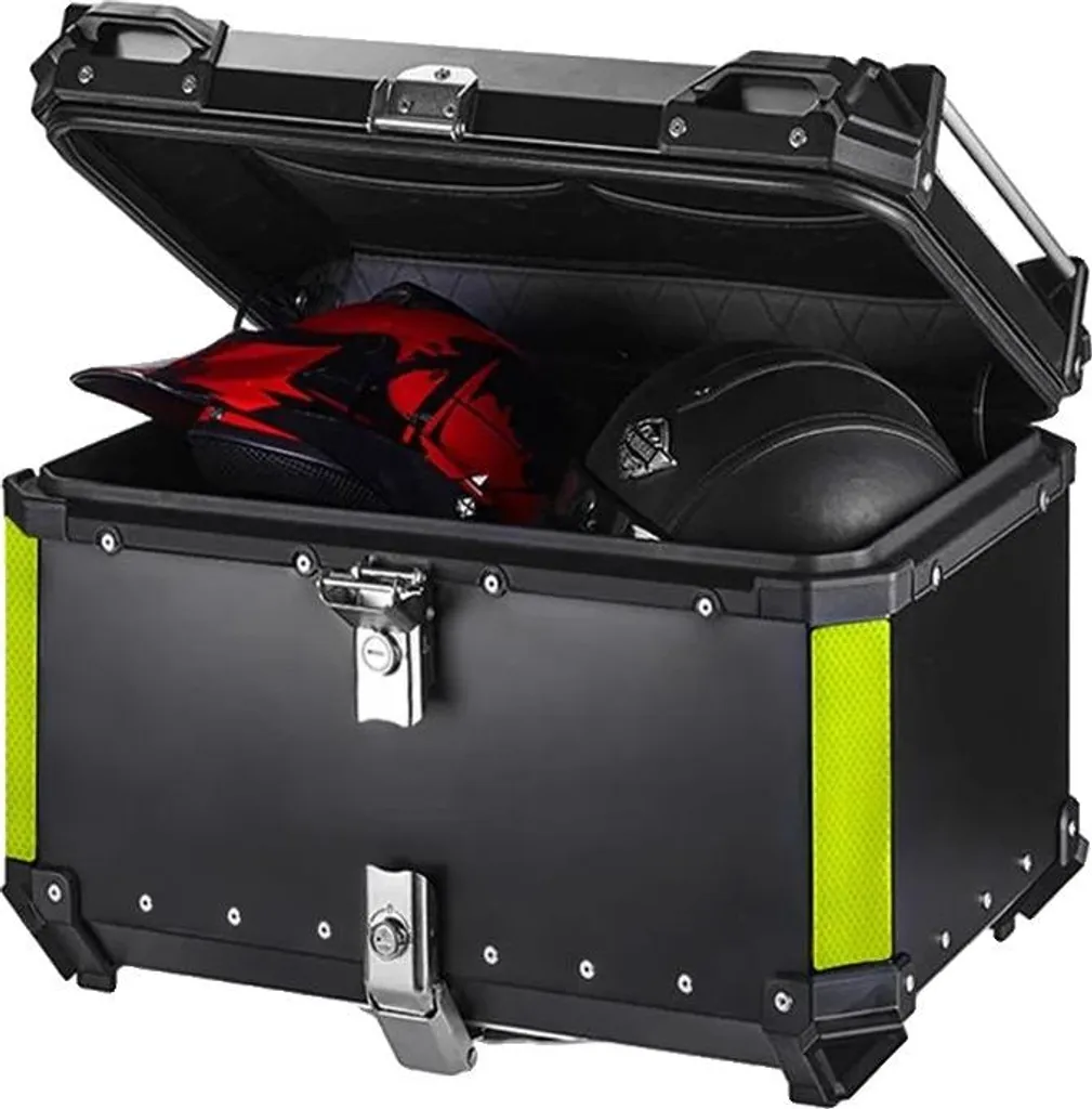 Top Case Moto 55L en Aluminium Noir avec Système de Fixation Rapide