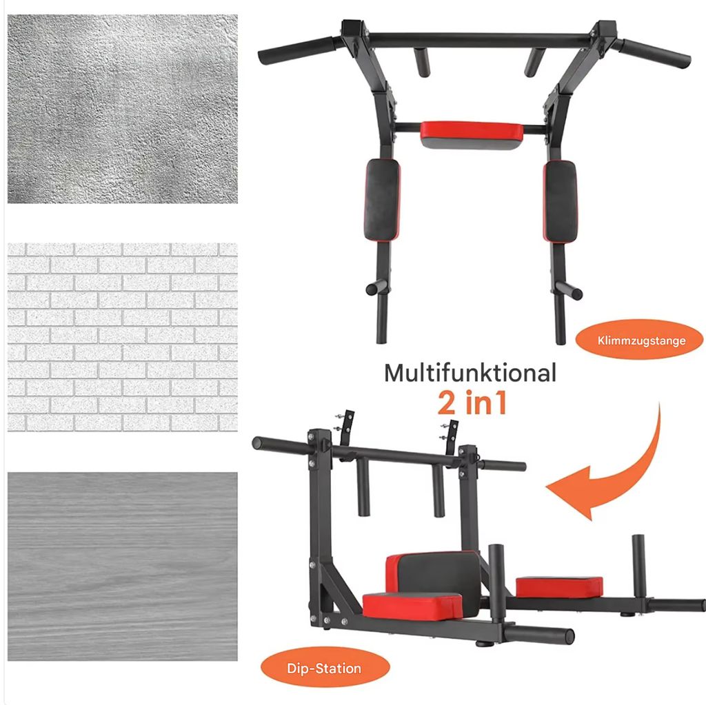 Klimmzugstange - 3 in 1 - Pull-up Bar - Bauchmuskeltraining - Klimmzugstation - Rutschfeste Griffe - 300 kg Tragkraft