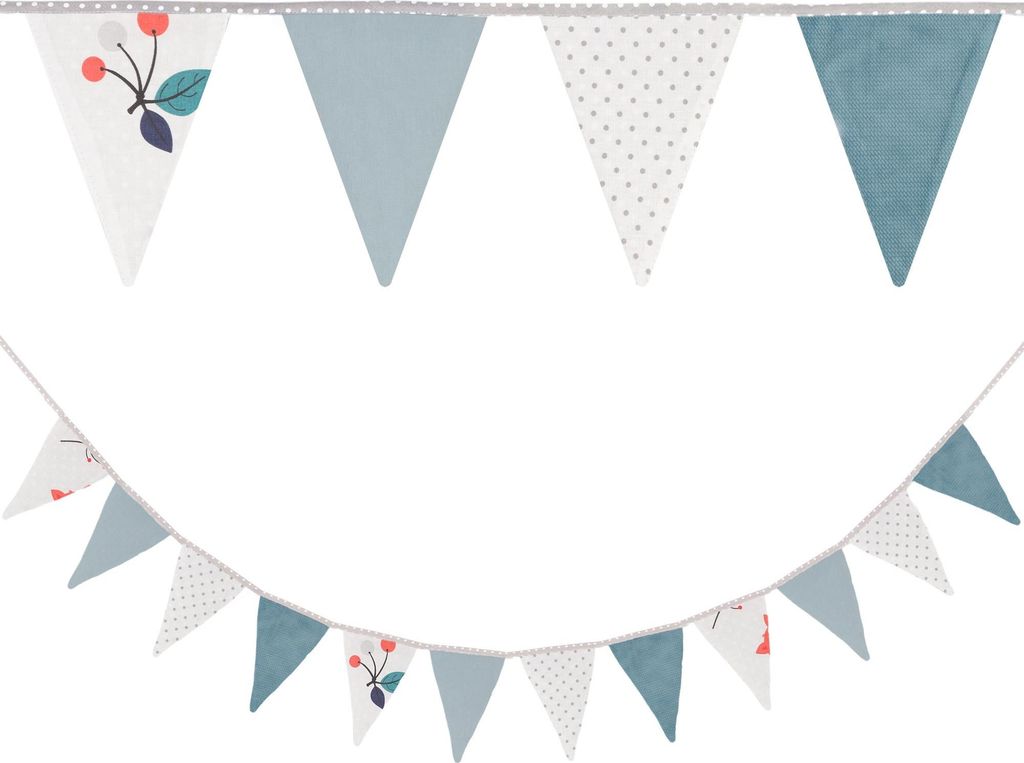 Wimpelkette Kinderzimmer - Wimpel Girlande Outdoor Geburtstag Wimpelkette Stoff Deko Wetterfest 350 cm 12 Dreiecke (15 cm x 22 cm) Fuchs