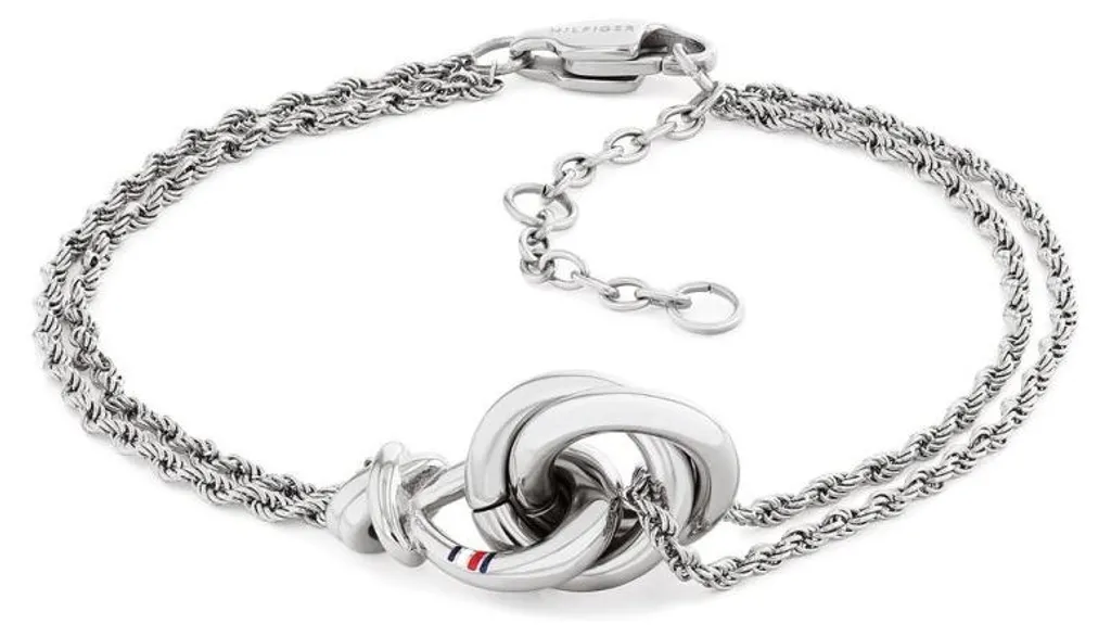 Bracelet élégant pour femme en acier motif cercles et nœud de marin