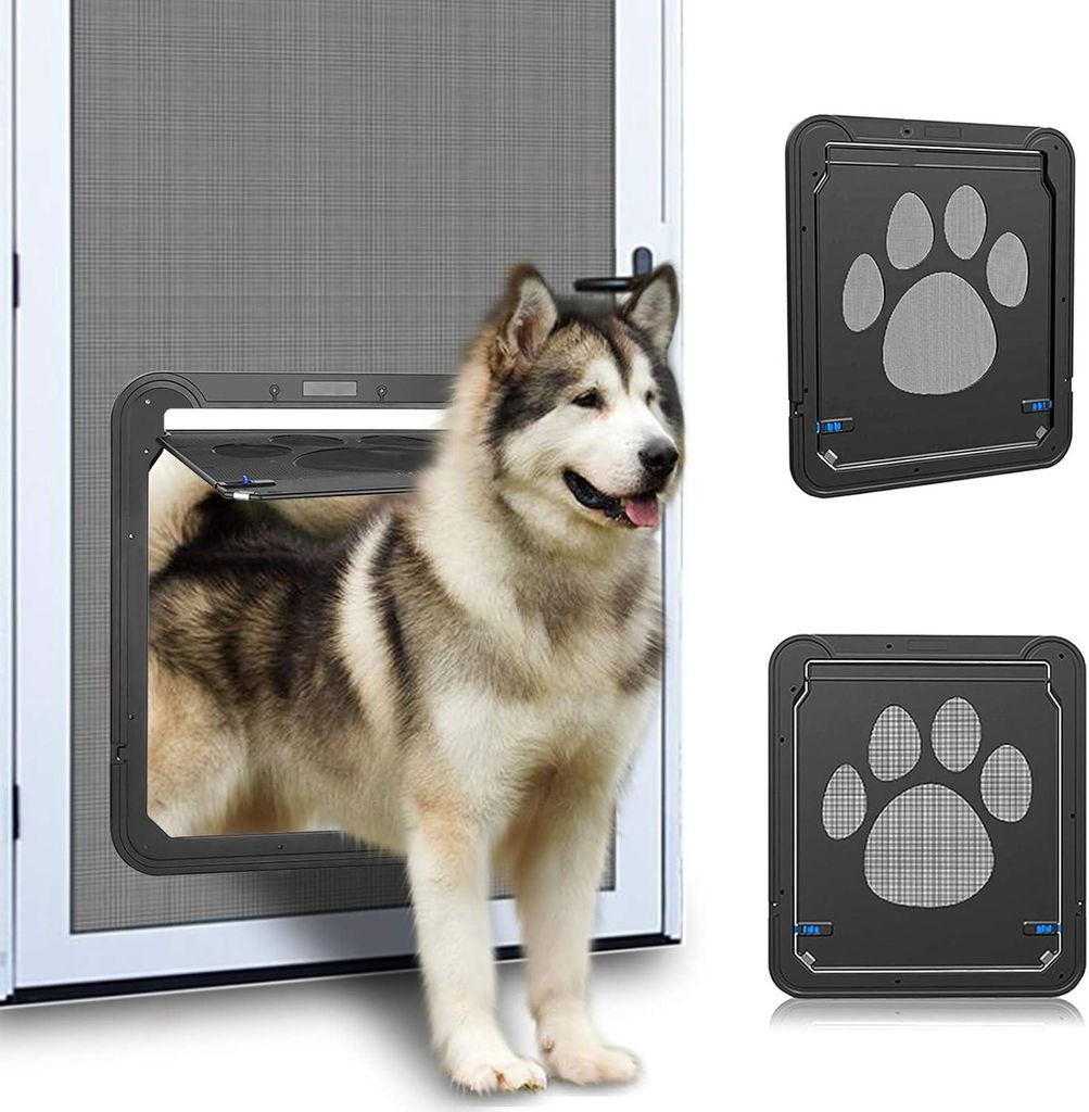 Hunde-Fliegengittertür, Innentürklappe 12x14x0,4 Zoll, abschließbare Haustier-Fliegengittertür, magnetische selbstschließende Fliegengittertü...