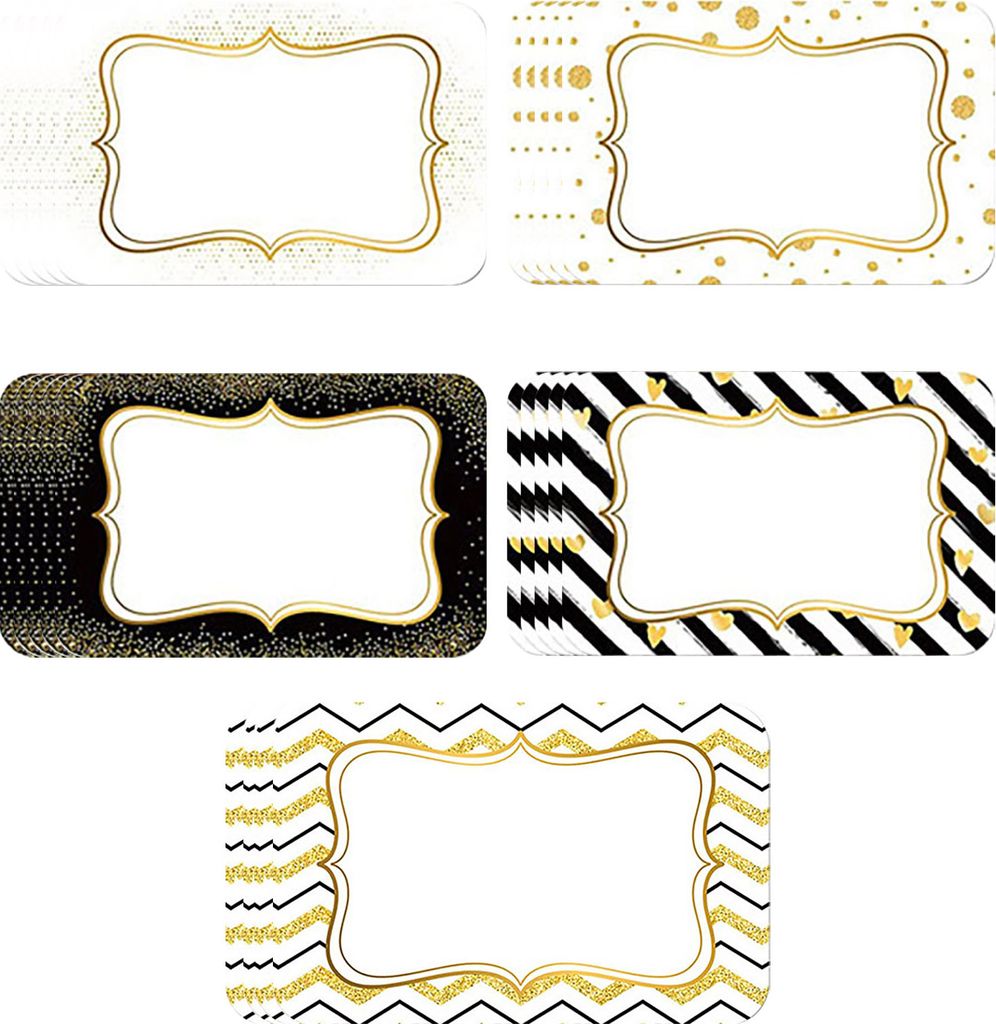 24 Stück Namensschild-Aufkleber aus Goldfolie, einfach zu verwenden, schönes Metallic-Design, selbstklebend, lichtecht, langlebig