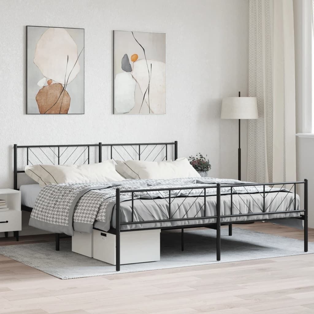 "Rabatt" Bettgestell Komfort - mit Lattenrost - mit Kopf- und Fußteil Metall Schwarz 193x203 cm - Klassische Betten CC17105