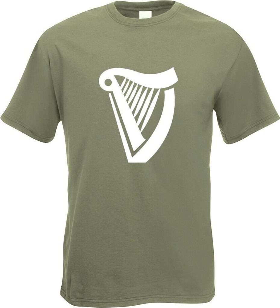 Kiwistar - T-Shirt - Olive - Harfe Motiv Bedruckt Funshirt Design Print - mit Motiv Bedruckt - Funshirt Design - Sport - Freizeit - Herren - M