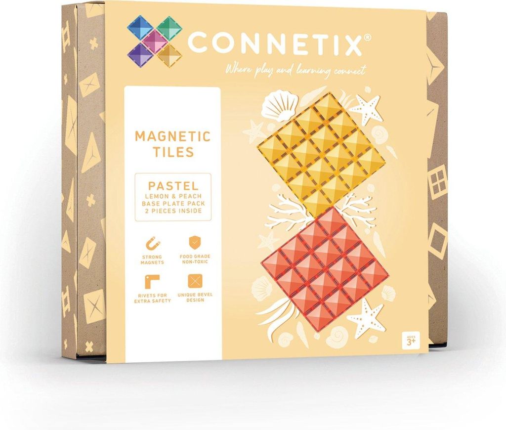 Connetix Magnetkacheln Base Lemon Peach 2 Stück