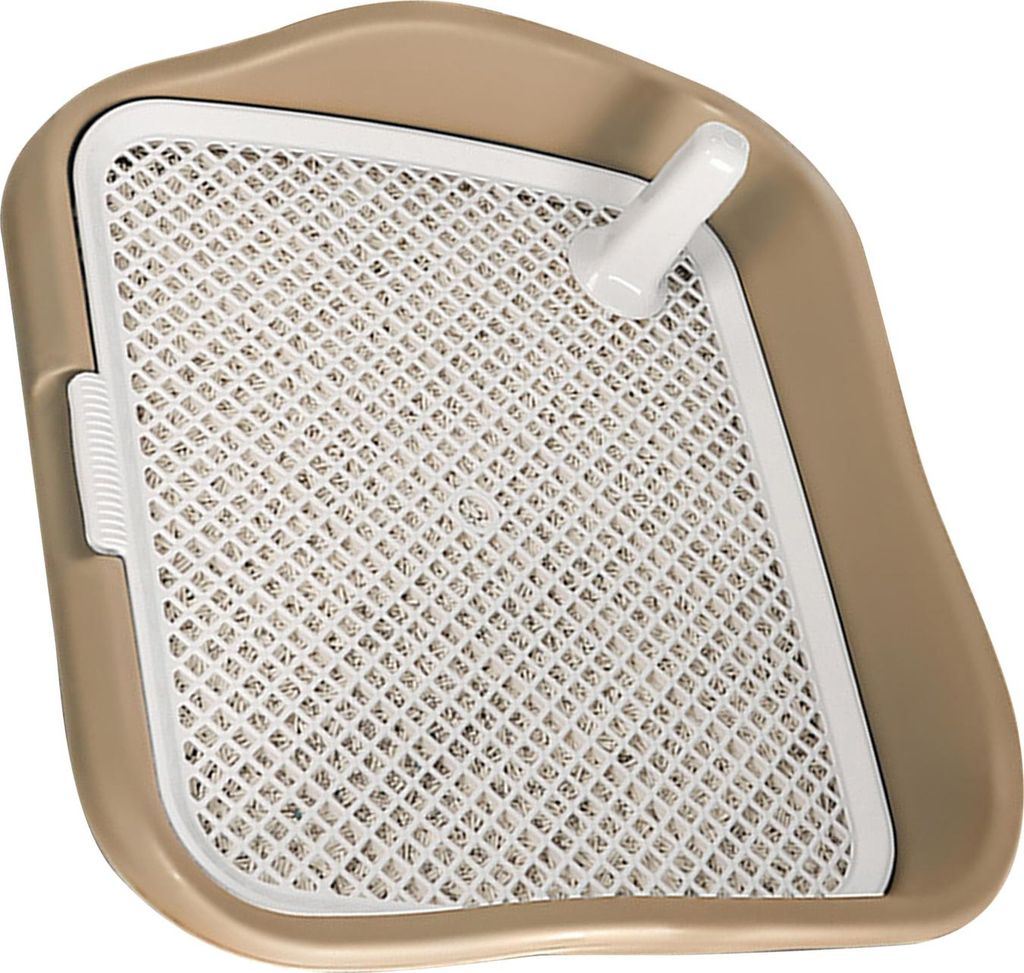 Dog Potty Tray with Raised Fences Removable Mesh Grid Pad and Post Prevent Splashing Large Space Dog Training Toilet Coffee