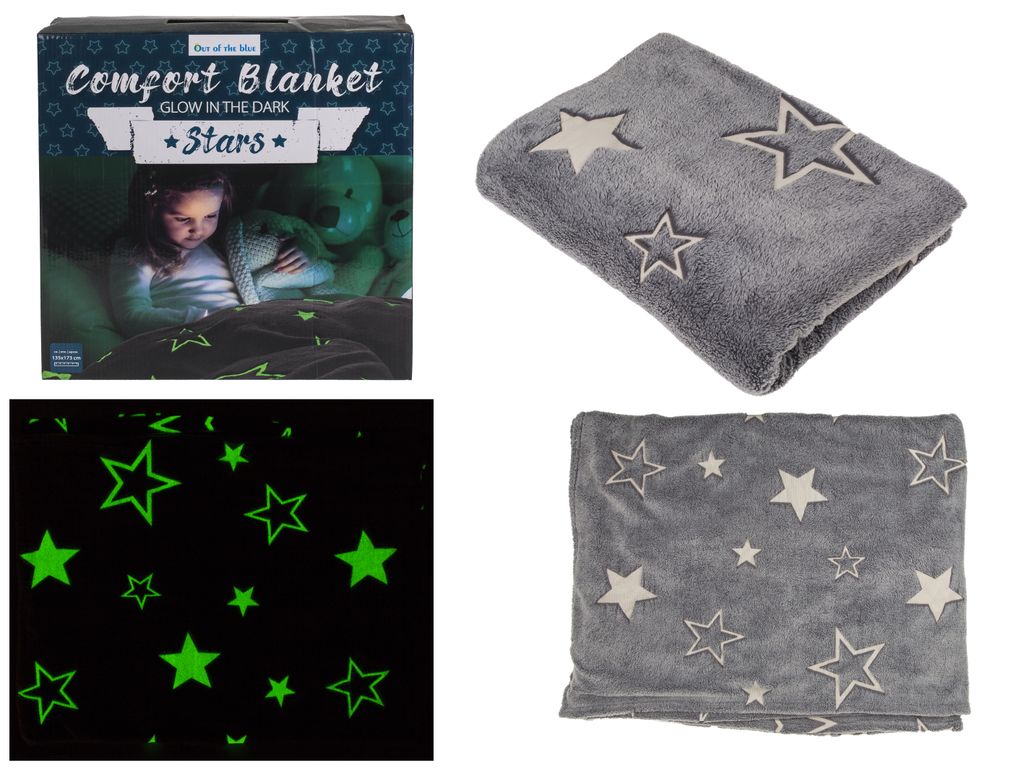 Kuscheldecke mit Sterne 135x173cm Leuchtstern Kinder Decke Tagesdecke Sofadecke 