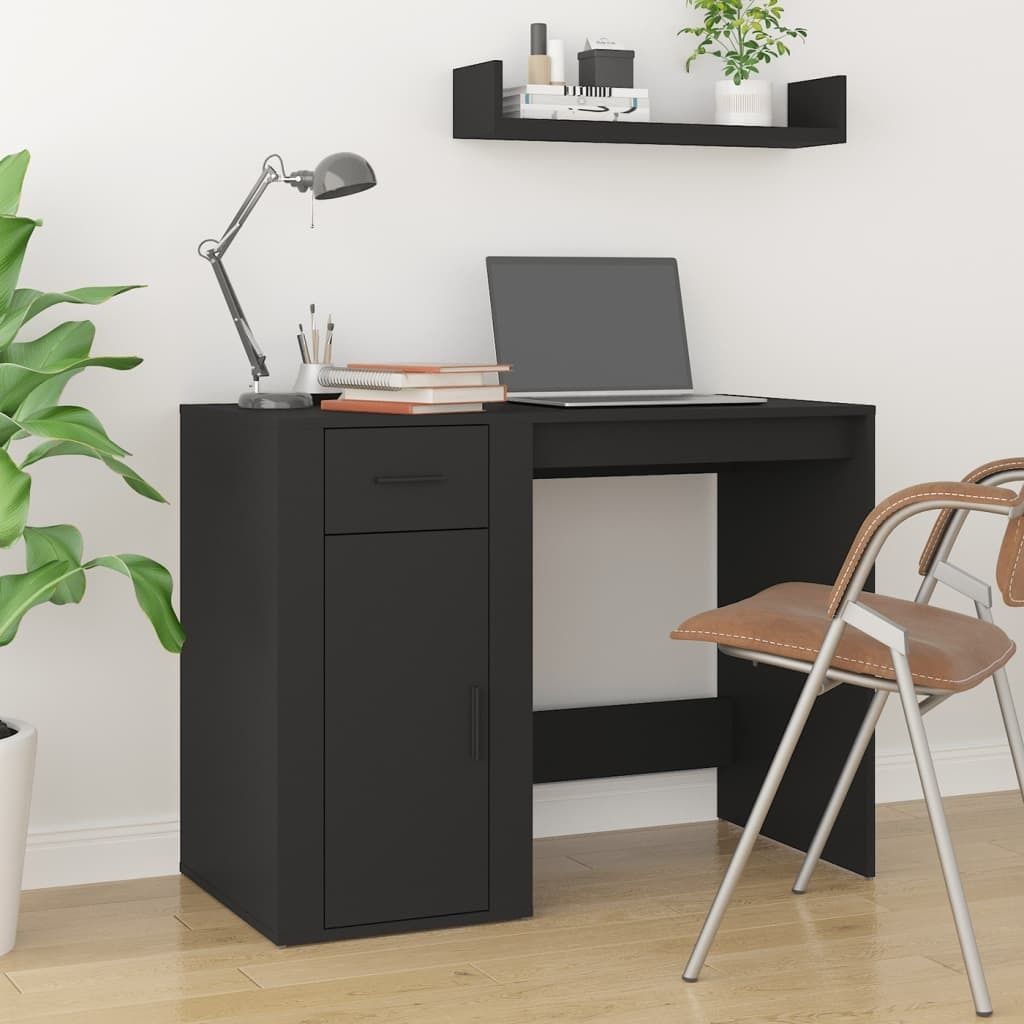 The Living Store Schreibtisch Schwarz 100x49x75 cm Holzwerkstoff