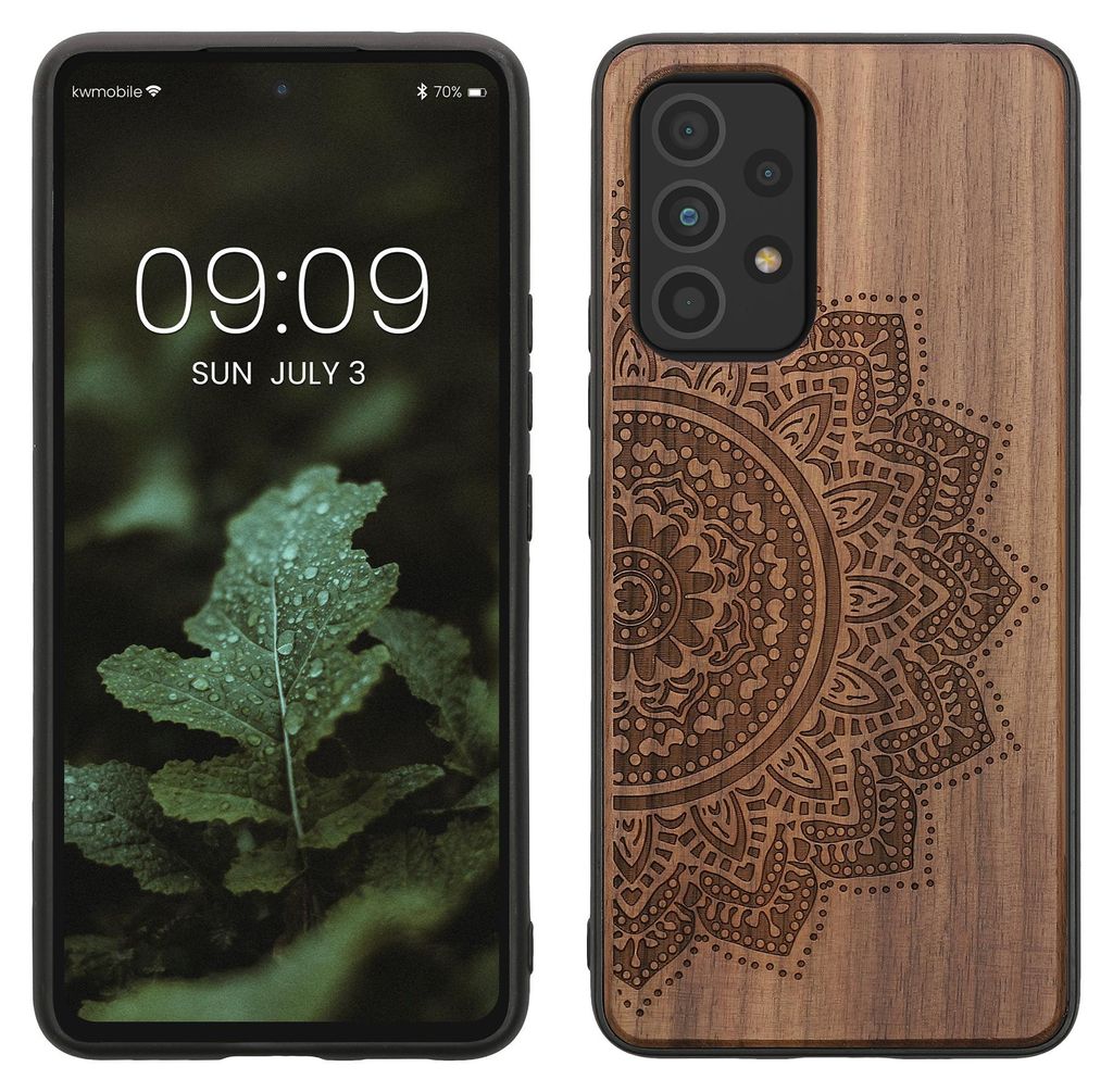 kwmobile Handyhülle für Samsung Galaxy A53 5G Hülle Holz - Case mit TPU Bumper - Stoßfestes Hardcase - Schutzhülle Cover in Dunkelbraun