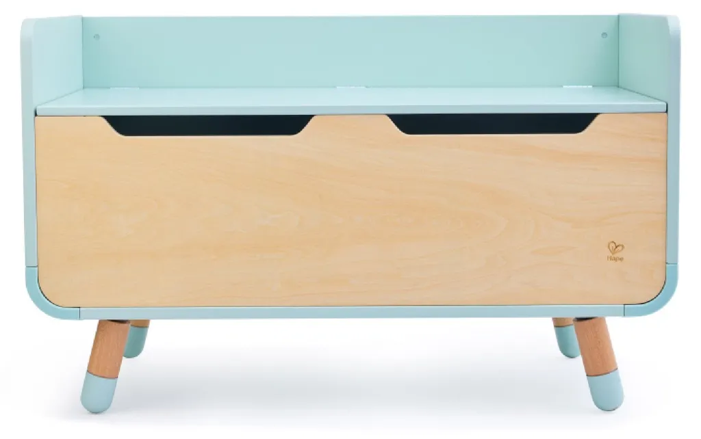 Coffre à jouets et banc pour chambre enfant Hape, rangement bois 79 cm