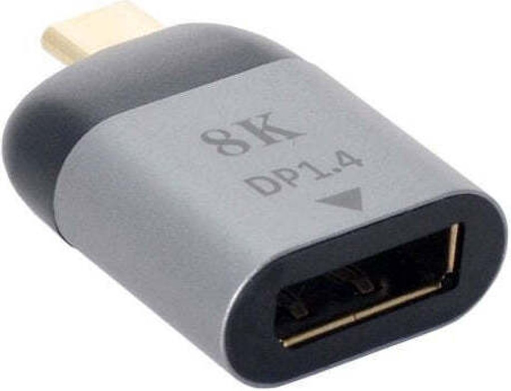 SYSTEM-S DisplayPort 1.4 Adapter Buchse zu USB 3.1 Typ C Stecker Kabel in Grau