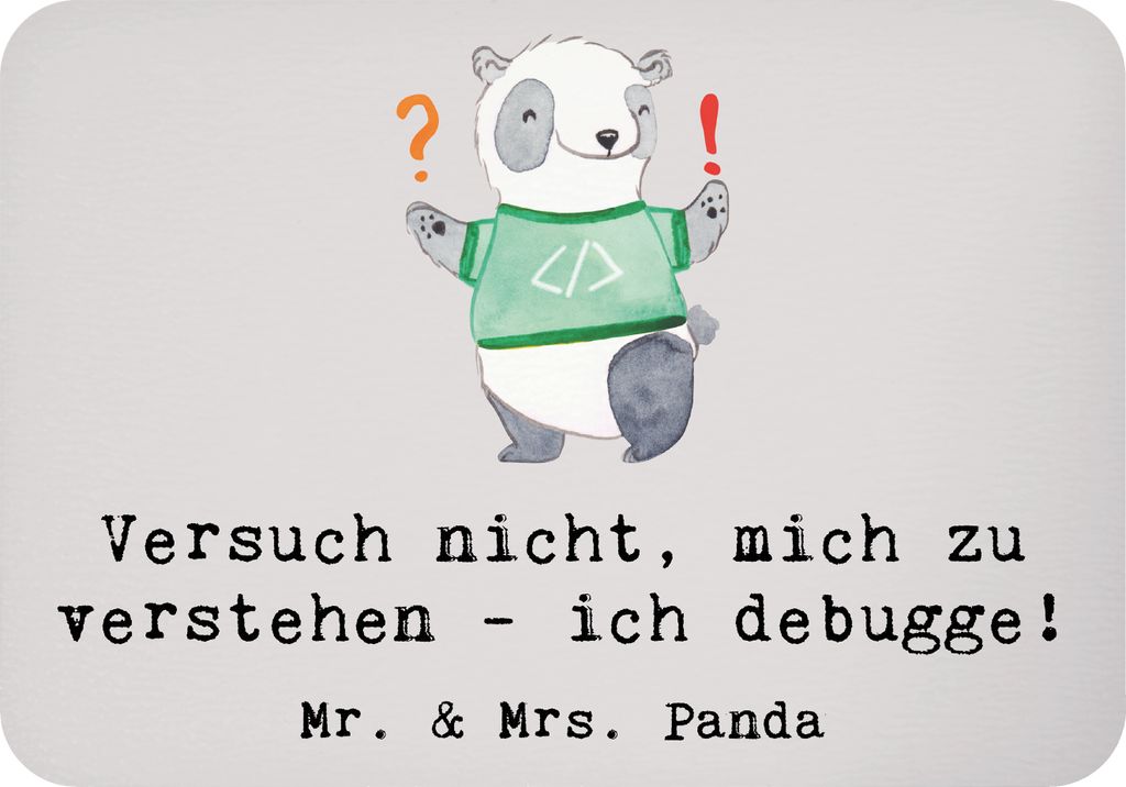 Mr. & Mrs. Panda magnet Softwareentwickler Debugging - Grau Pastell - Geschenk, Beruf, Programmierer, kreative Geschenke, zettelhalter, Programmier...