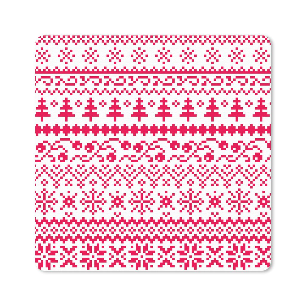 MuchoWow Mauspad Mousepad Weihnachten - Muster - Baum 20x20 cm - Mousepads - Maus Mat - Pad - Mausunterlage - Desk Mat - Bureauartikeln