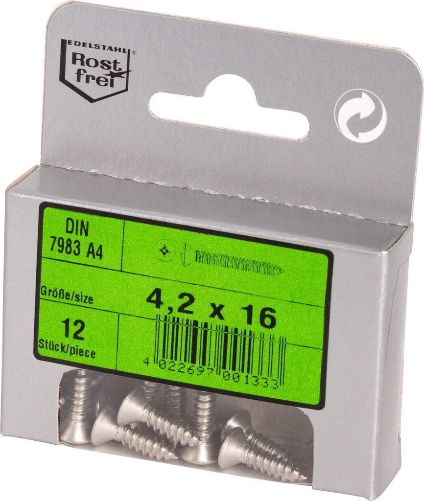 Linsensenkkopf Blechschraube (DIN 7983-A4), Abmessungen:4,8x32 mm