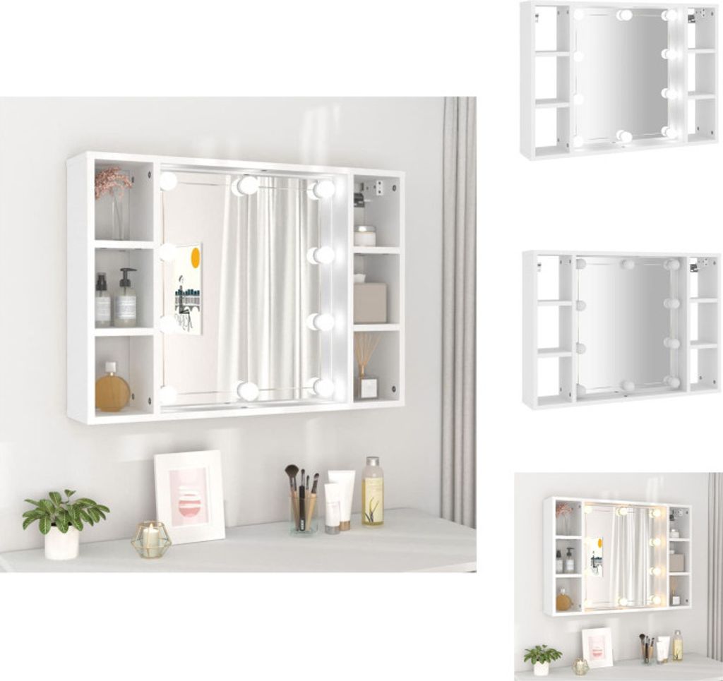 vidaXL Zrcadlová skříňka s LED diodami bílá 76x15x55 cm - Obrázek produktu 
