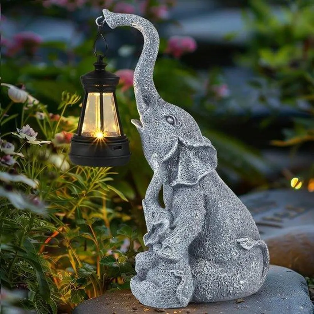 Figurine de Jardin Solaire avec Projecteur LED pour Déco Extérieure