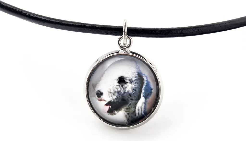 Bedlington terrier - collana con ciondolo con la tua foto, gioiello realizzato a mano dal marchio Art-Dog