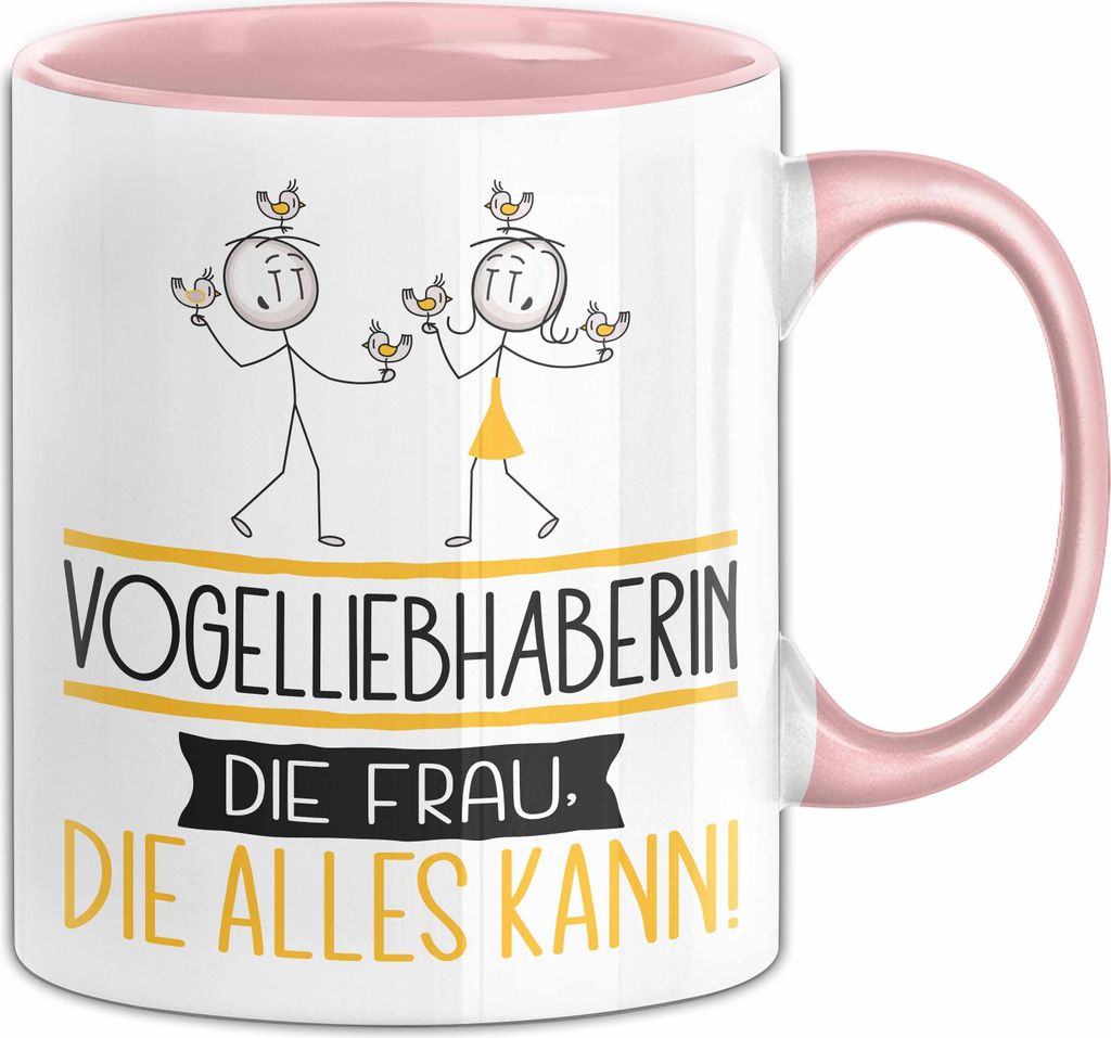 Vogelliebhaberin Geschenk Tasse Becher Die Frau Die Allen Kann Geschenkidee für eine Vogelliebhaberin Lustig (Rosa)