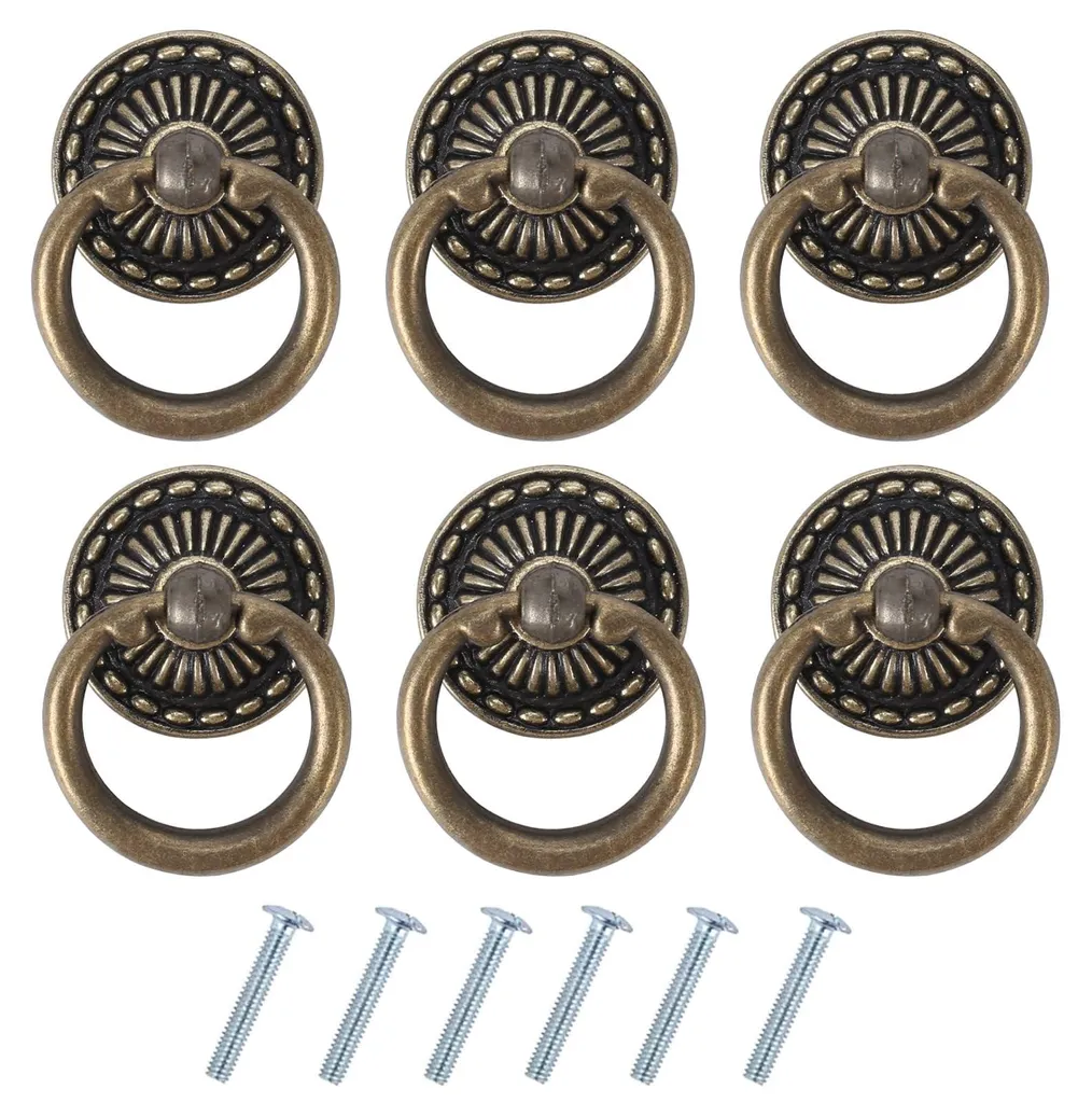 Lot de 6 boutons de meuble vintage en laiton pour armoire et buffet