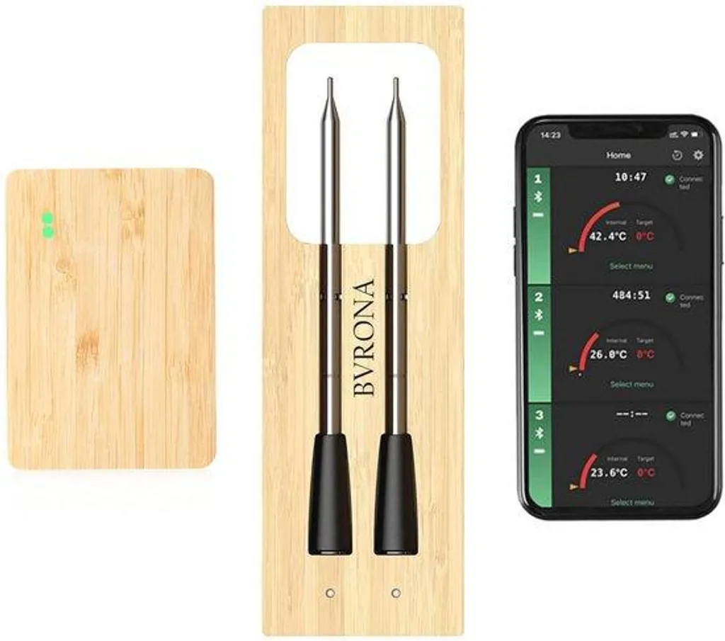 Thermomètre numérique Bluetooth avec 2 sondes pour fumoir et barbecue