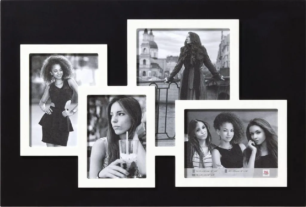 Cadre galerie Friends pour 4 photos format 15x20 cm et 20x25 cm noir