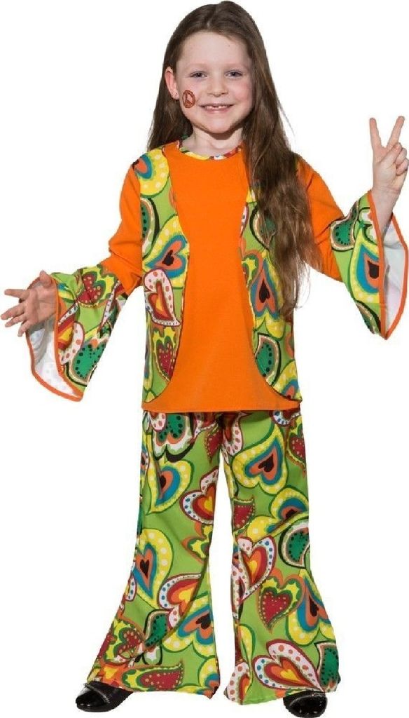 O5104-128 Hippie Mädchen Flowerpowerkostüm Hippykostüm Gr.128