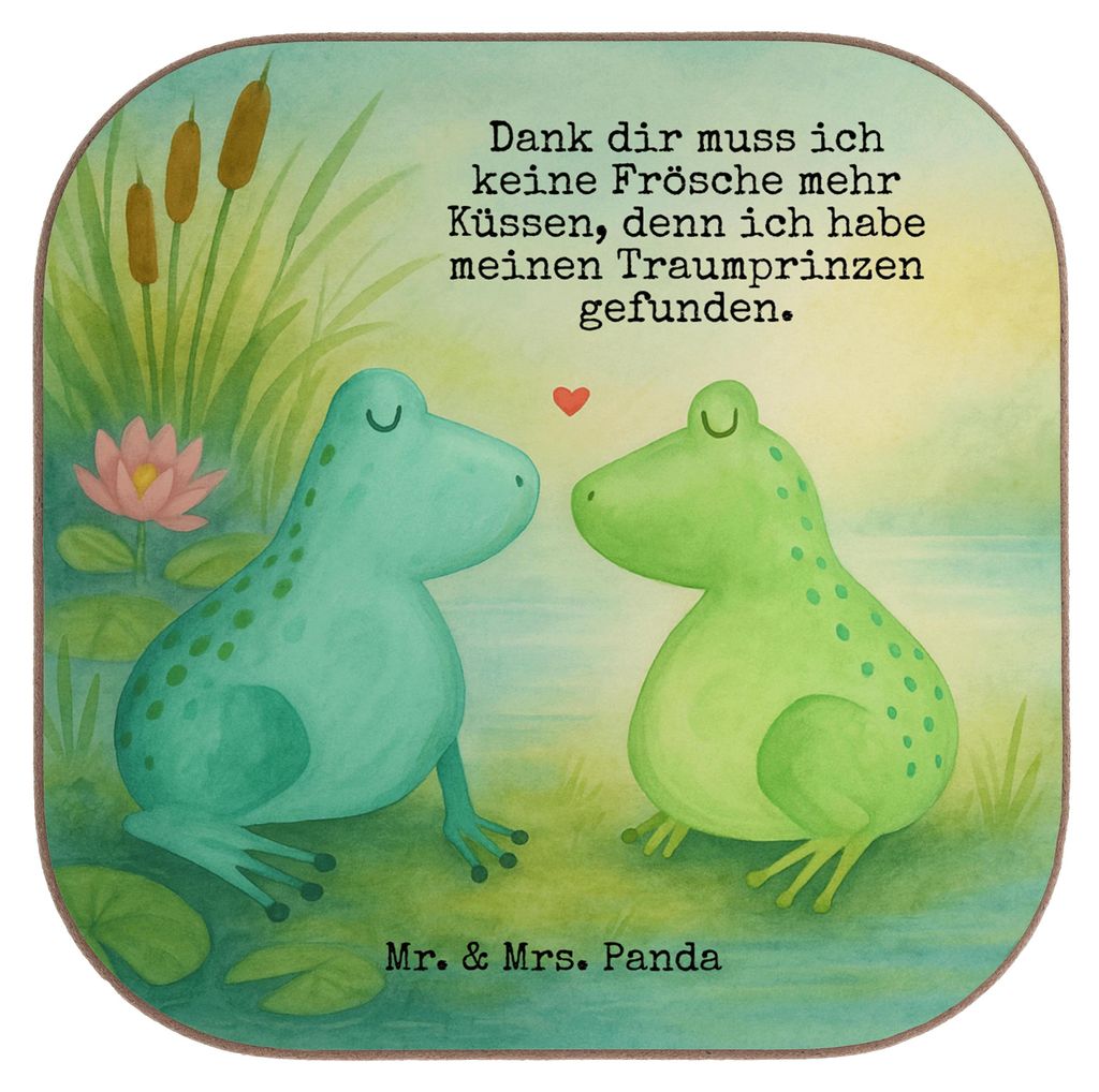 Mr. & Mrs. Panda Untersetzer für Gläser Frosch Liebe Design - Weiß - Geschenk, Kuss, Coaster, gläseruntersetzer, Freundin, unterleger, Hochzeit...