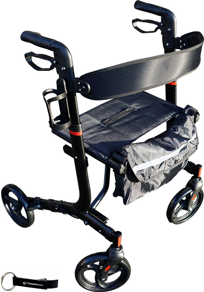 RIDDER Rollator Walker Gehwagen bis 125kg, Sitzbreite: 46cm + HEADNMORE Schlüsselanhänger im HEADNMORE Bundle
