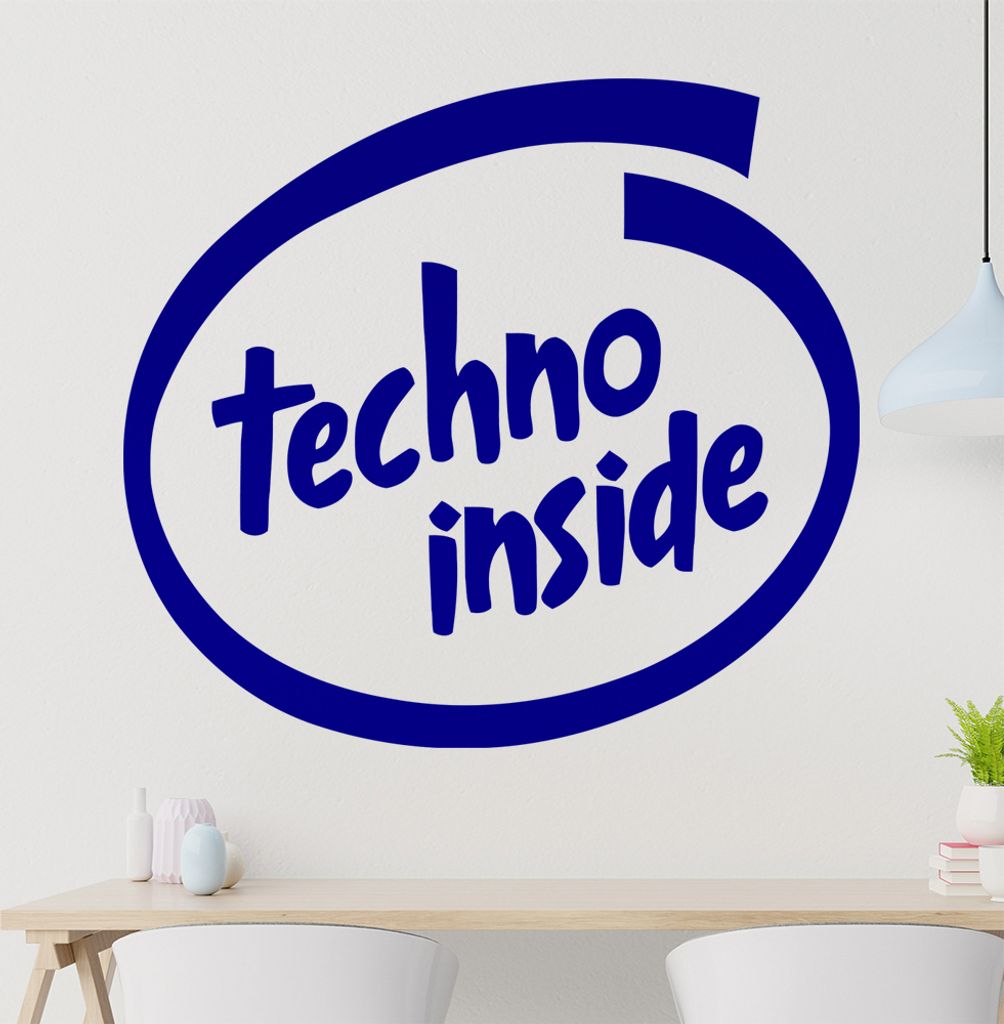 techno inside Wandtattoo in 6 Größen - Wandaufkleber Wall Sticker - Dekoration, Küche, Wohnzimmer, Schlafzimmer, Badezimmer