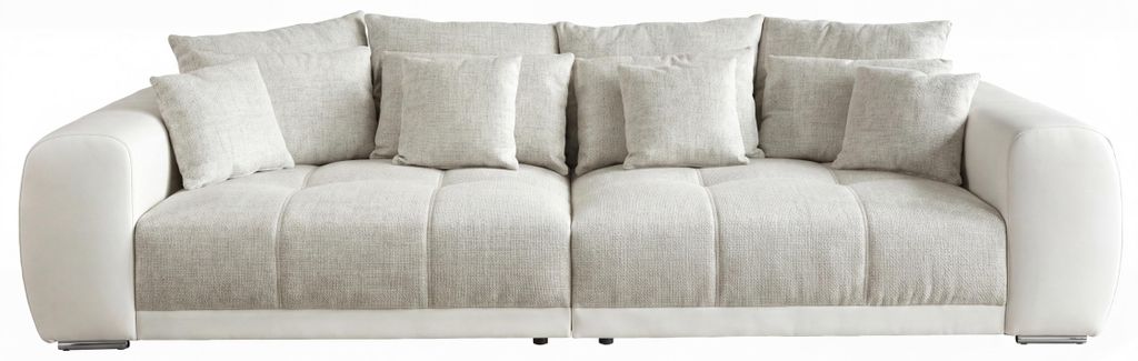 Big-Sofa XXL 306 cm Federkern Lounge Couch Kunstleder Weiß Produktbild 