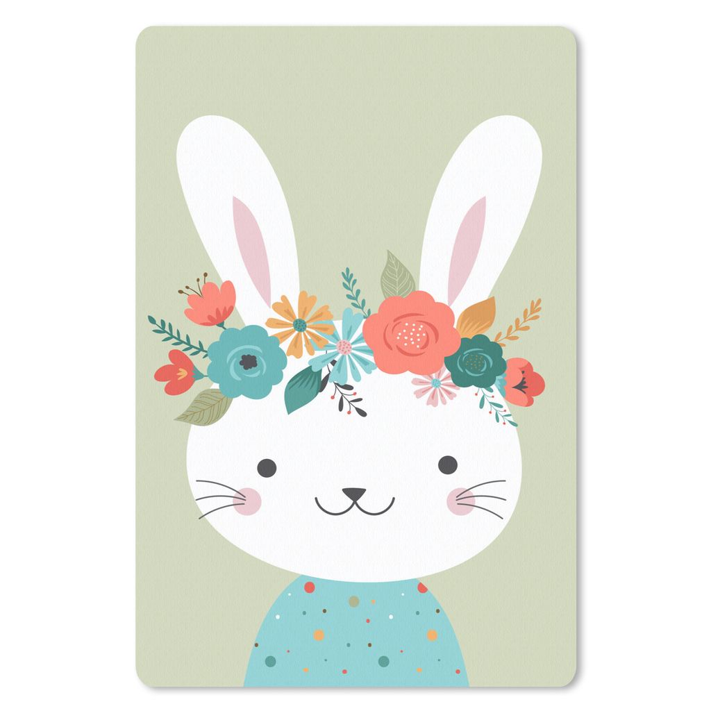 MuchoWow Mauspad Mousepad Kaninchen - Blumen - Tupfen 40x60 cm - Mousepads - Maus Mat - Pad - Mausunterlage - Schreibtisch Accesoire