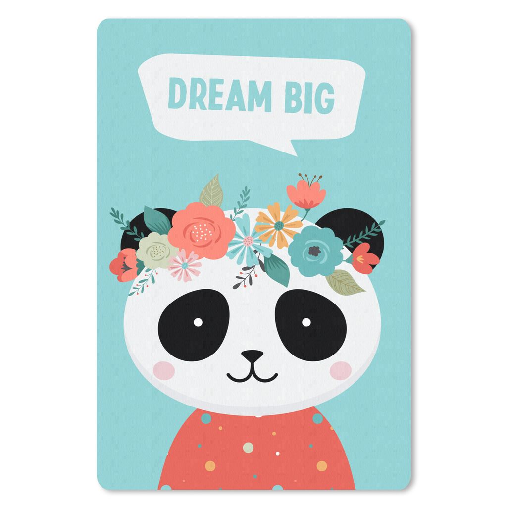 MuchoWow Mauspad Mousepad Panda - Blumen - Zitat 18x27 cm - Mousepads - Maus Mat - Pad - Mausunterlage