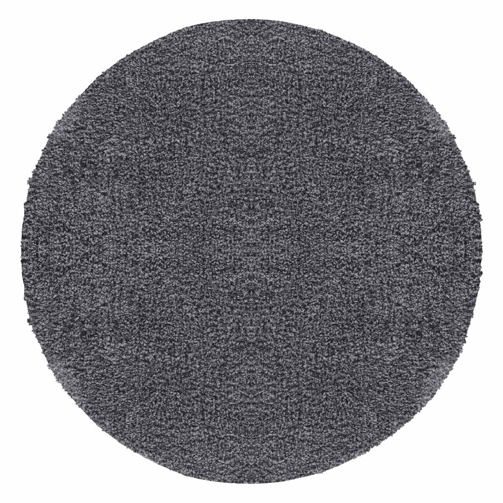 Teppium Hochflor Teppich Uni Einfarbig Modern Shaggy Teppich Wohnzimmer Flauschig Weich Preishammer, Grau, 80 cm Rund