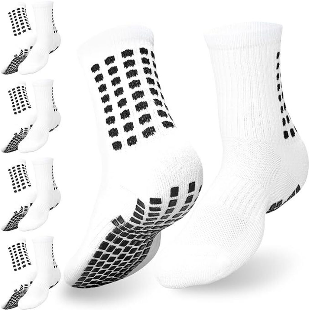 Grip-Socken Fußball, 5 Paar Fußball-Socken für Männer und Frauen, rutschfeste Sport-Gain the Edge Grip-Socken, atmungsaktive Sportsocken für F...